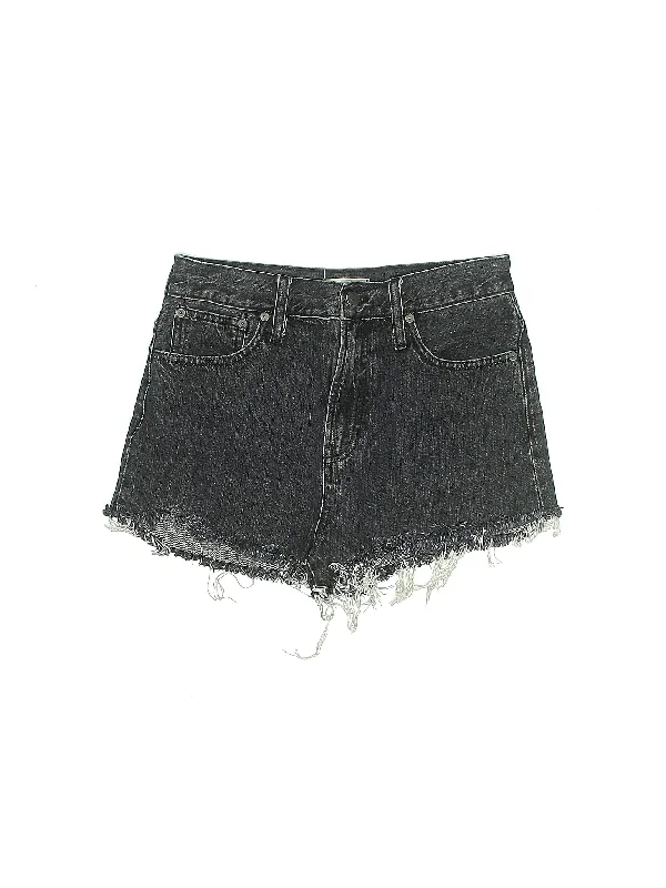 Mid-Rise Denim Shorts in Dark Wash