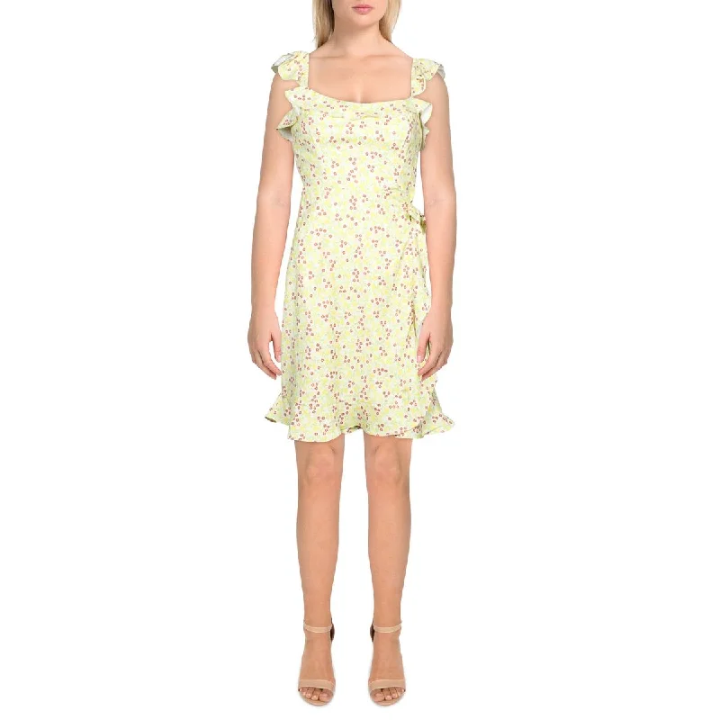 BCBGeneration Womens Floral Flutter Sleeve Sundress