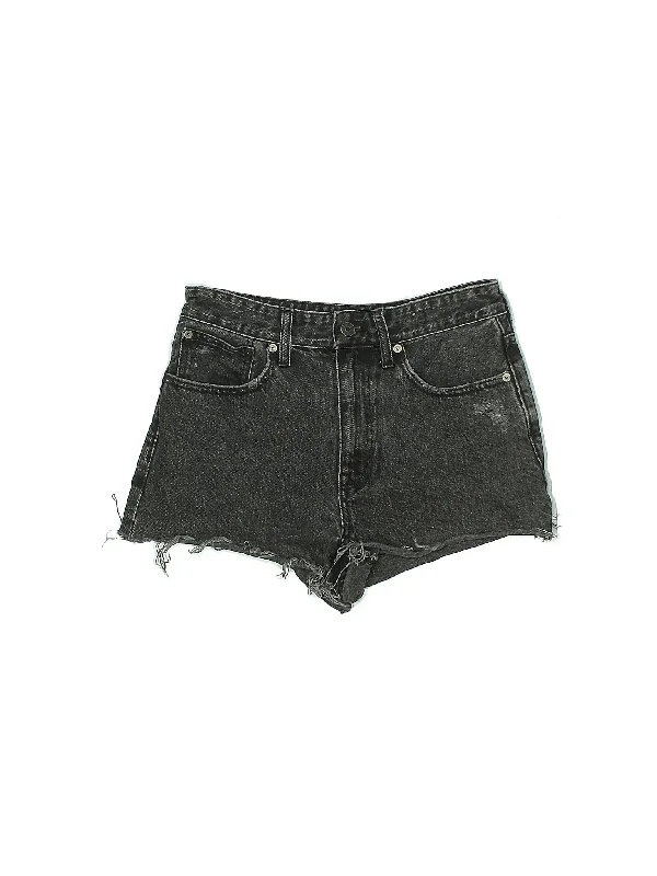 Mid-Rise Denim Shorts in Dark Wash