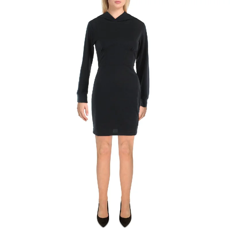 Almost Famous Womens Juniors Knit Hooded Sheath Dress