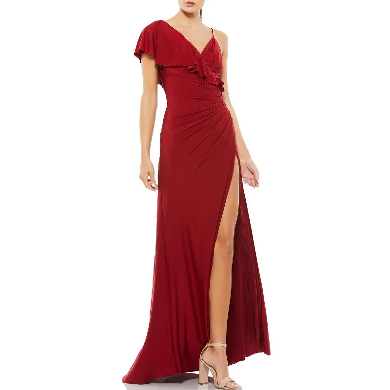 Ieena for Mac Duggal Womens One Shoulder Maxi Evening Dress