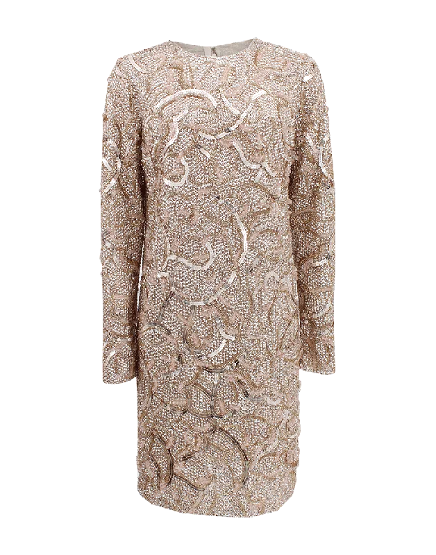 Long-Sleeve Sequin Dress