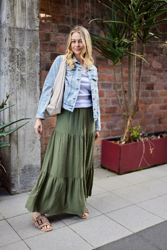 Shine On Essentials Maxi Skirt Khaki