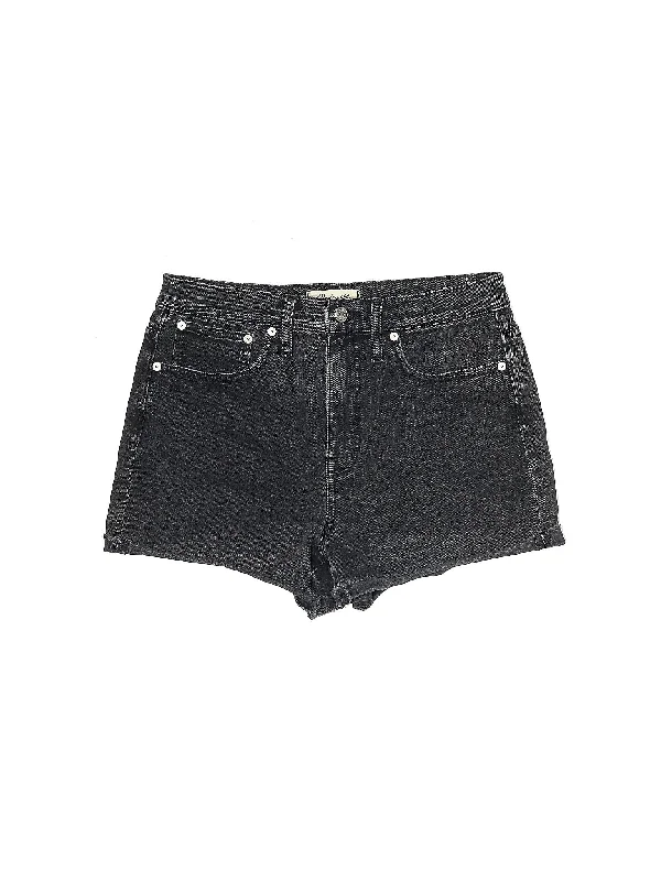 Mid-Rise Denim Shorts in Dark Wash