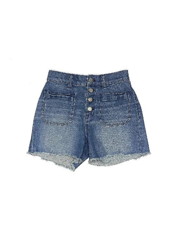 High-Rise Denim Shorts in Light Wash